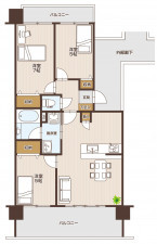 山形市若宮２丁目、中古マンションの間取り画像です