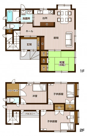 山形市小白川町、中古一戸建ての間取り画像です