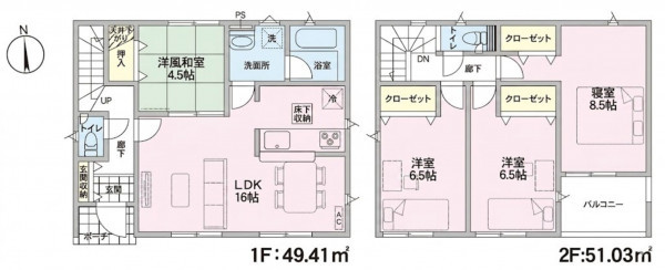 東根市六田２丁目、新築一戸建ての間取り画像です