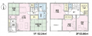 東根市六田２丁目、新築一戸建ての間取り画像です