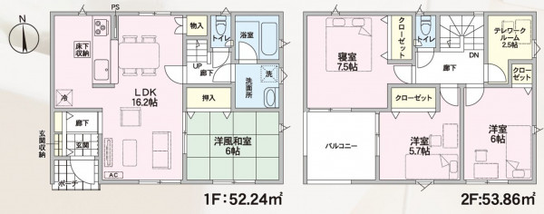東根市六田２丁目、新築一戸建ての間取り画像です