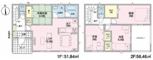 東根市六田２丁目、新築一戸建ての間取り画像です