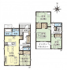 天童市東本町３丁目、新築一戸建ての間取り画像です