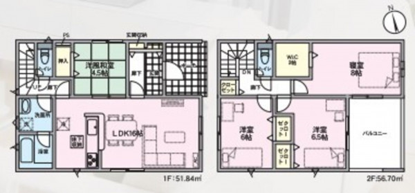 寒河江市若葉町、新築一戸建ての間取り画像です