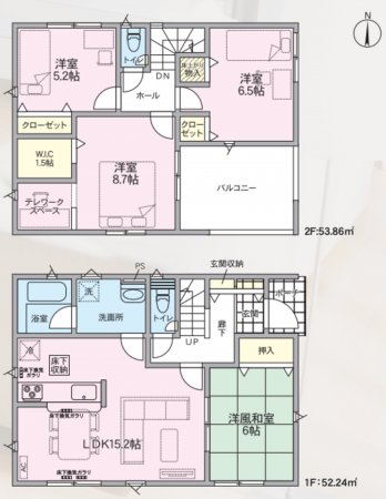 寒河江市新山１丁目、新築一戸建ての間取り画像です