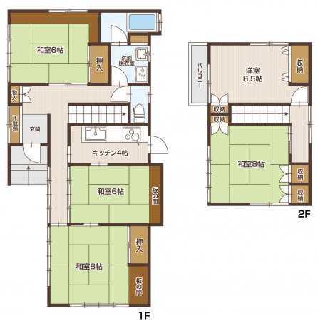 山形市小白川町、中古一戸建ての間取り画像です