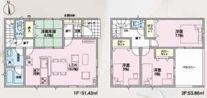 東根市神町西５丁目、新築一戸建ての間取り画像です