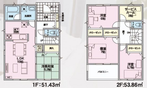 山形市下条町４丁目、新築一戸建ての間取り画像です