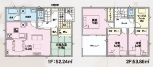 山形市下条町４丁目、新築一戸建ての間取り画像です