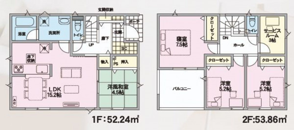 山形市下条町４丁目、新築一戸建ての間取り画像です