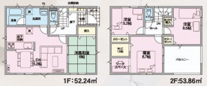 山形市下条町４丁目、新築一戸建ての間取り画像です