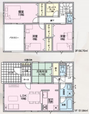 山形市千歳１丁目、新築一戸建ての間取り画像です