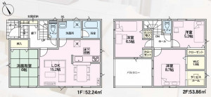 山形市東青田２丁目、新築一戸建ての間取り画像です