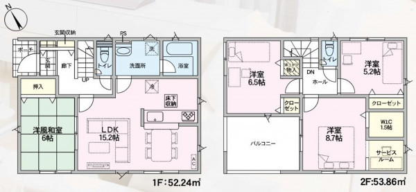山形市東青田２丁目、新築一戸建ての間取り画像です