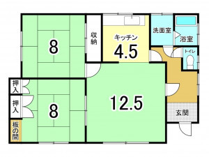 帯広市西十六条、中古一戸建ての間取り画像です