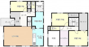 中川郡幕別町札内、中古一戸建ての間取り画像です