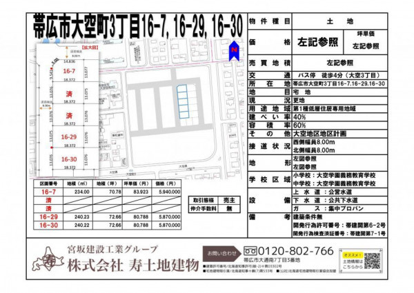帯広市大空町、土地の画像です