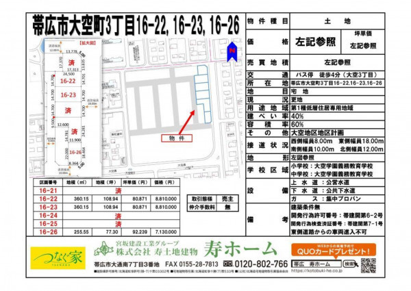 帯広市、土地の画像です