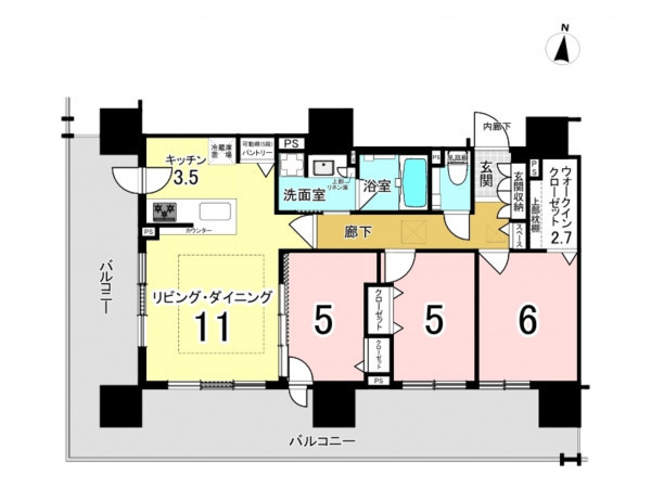 帯広市、中古マンションの間取り画像です