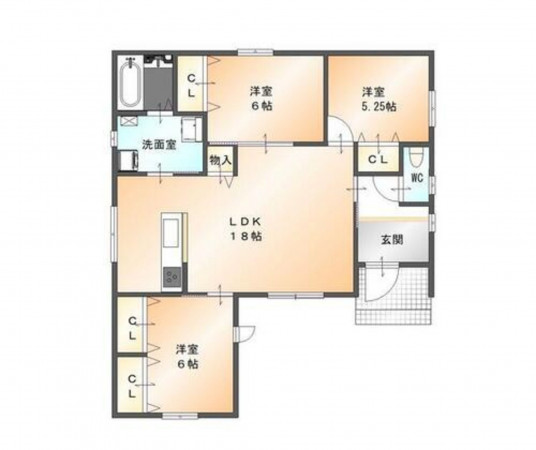 帯広市西十九条、新築一戸建ての間取り画像です