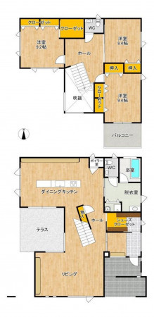 帯広市西七条、中古一戸建ての間取り画像です
