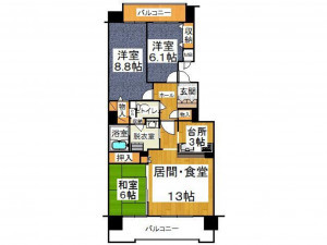 帯広市西三条、中古マンションの間取り画像です