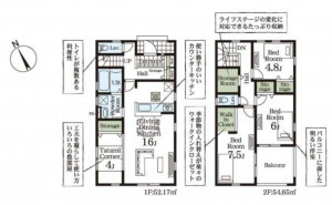 熊谷市宮本町、新築一戸建ての間取り画像です