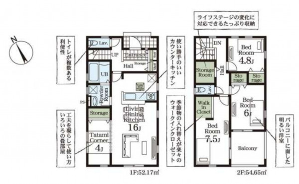 熊谷市宮本町、新築一戸建ての間取り画像です