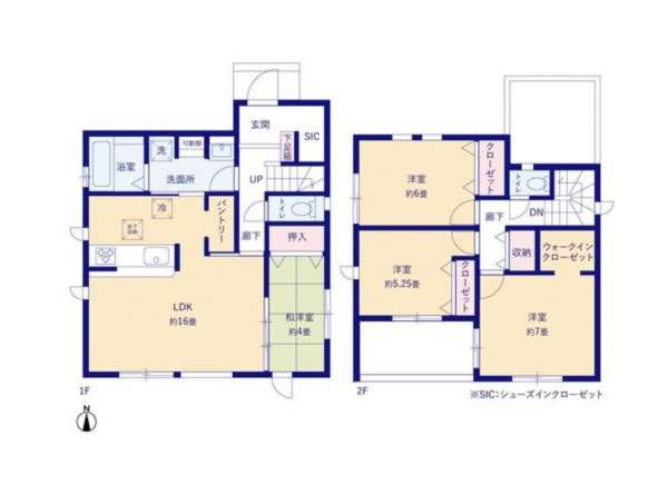 熊谷市上之、新築一戸建ての間取り画像です