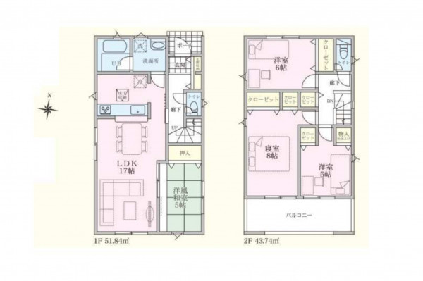 熊谷市原島、新築一戸建ての間取り画像です