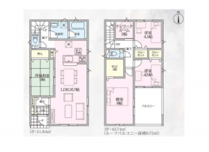 熊谷市赤城町、新築一戸建ての間取り画像です