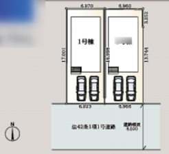 熊谷市赤城町、新築一戸建ての駐車場画像です