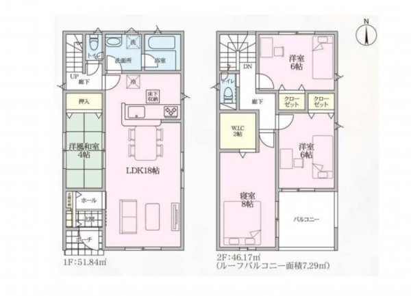 熊谷市赤城町、新築一戸建ての間取り画像です