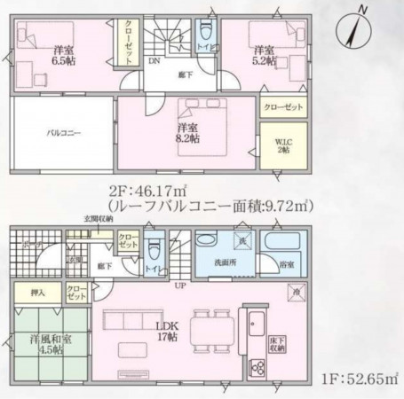 熊谷市石原、新築一戸建ての間取り画像です