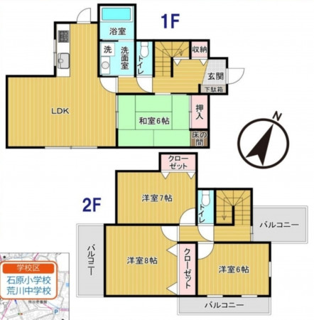 熊谷市石原、中古一戸建ての間取り画像です