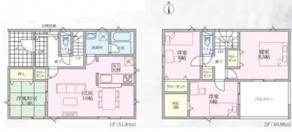 熊谷市大原、新築一戸建ての間取り画像です