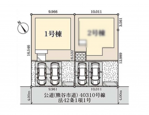 熊谷市拾六間、新築一戸建ての駐車場画像です