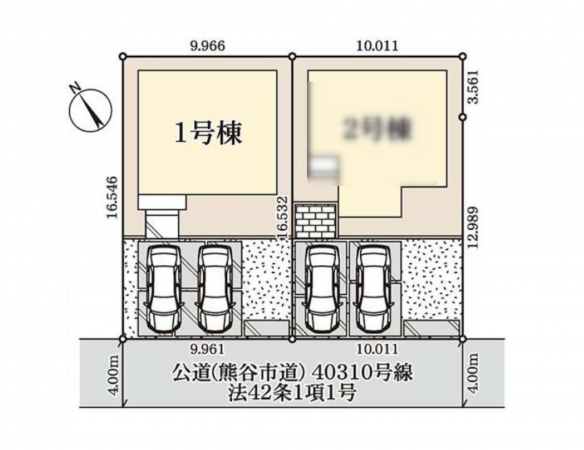 熊谷市拾六間、新築一戸建ての駐車場画像です