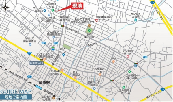 熊谷市別府、新築一戸建ての地図画像です