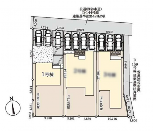 深谷市稲荷町北、新築一戸建ての地図画像です