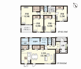 深谷市東方町、新築一戸建ての間取り画像です