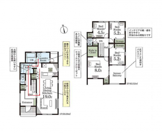 深谷市本住町、新築一戸建ての間取り画像です