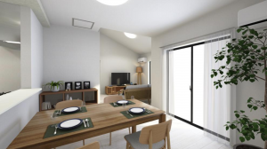 深谷市宿根、新築一戸建ての居間画像です