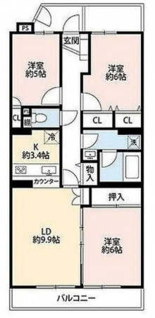 深谷市東方、中古マンションの間取り画像です