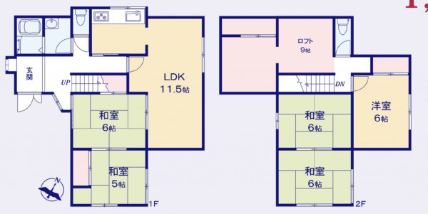 熊谷市上須戸、中古一戸建ての間取り画像です
