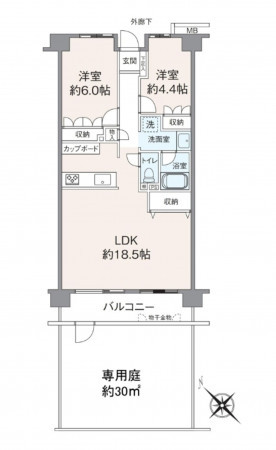 熊谷市久下、中古マンションの間取り画像です