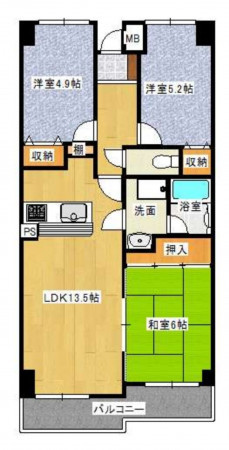 深谷市上野台、中古マンションの間取り画像です