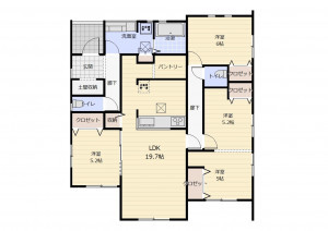 熊谷市拾六間、新築一戸建ての間取り画像です
