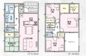 深谷市武蔵野、新築一戸建ての間取り画像です