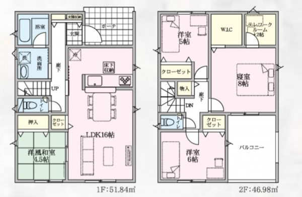 深谷市武蔵野、新築一戸建ての間取り画像です